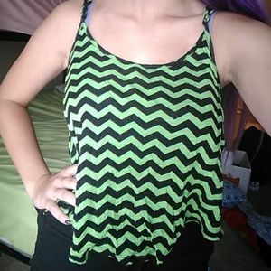 Green and black chevron tank top